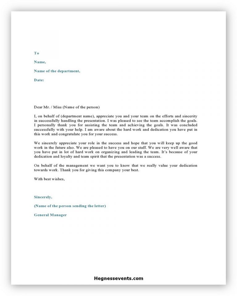 Best Appreciation Letter Template And Writing Tips Hennessy Events