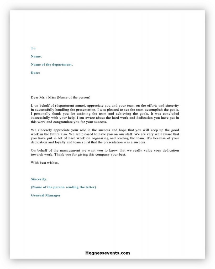 Best Appreciation Letter Template And Writing Tips Hennessy Events