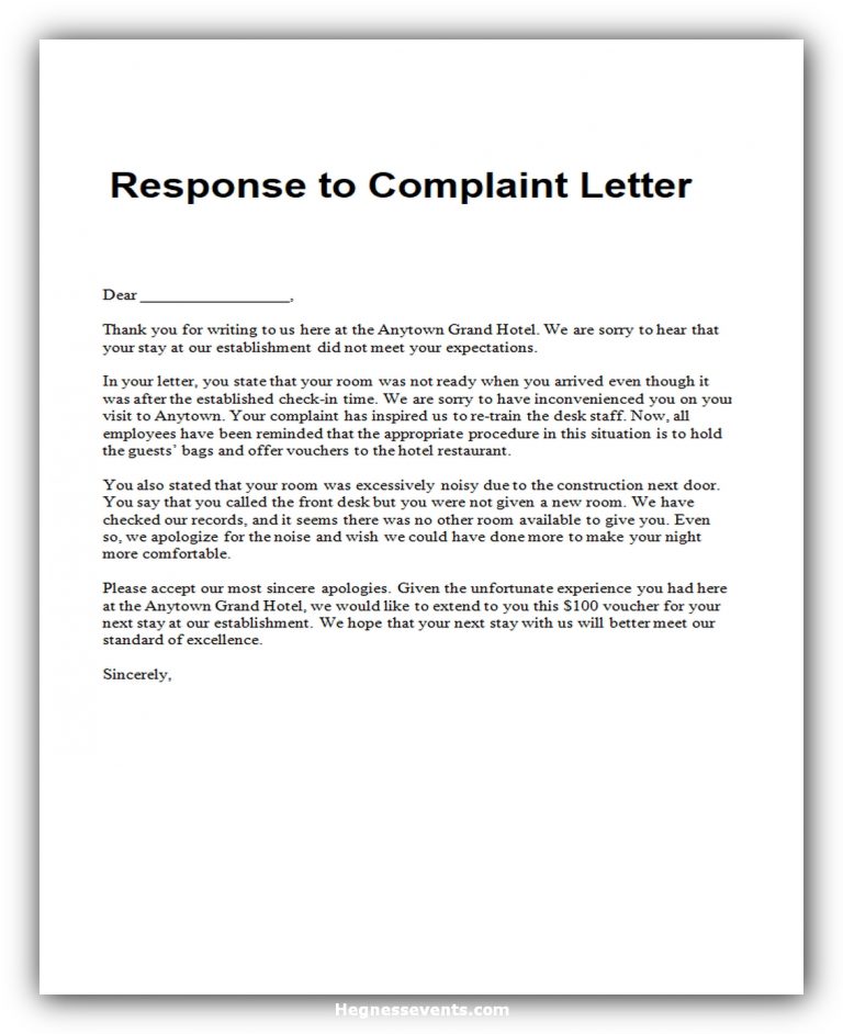 Answering A Complaint Letter Sample Hq Printable Documents The Best