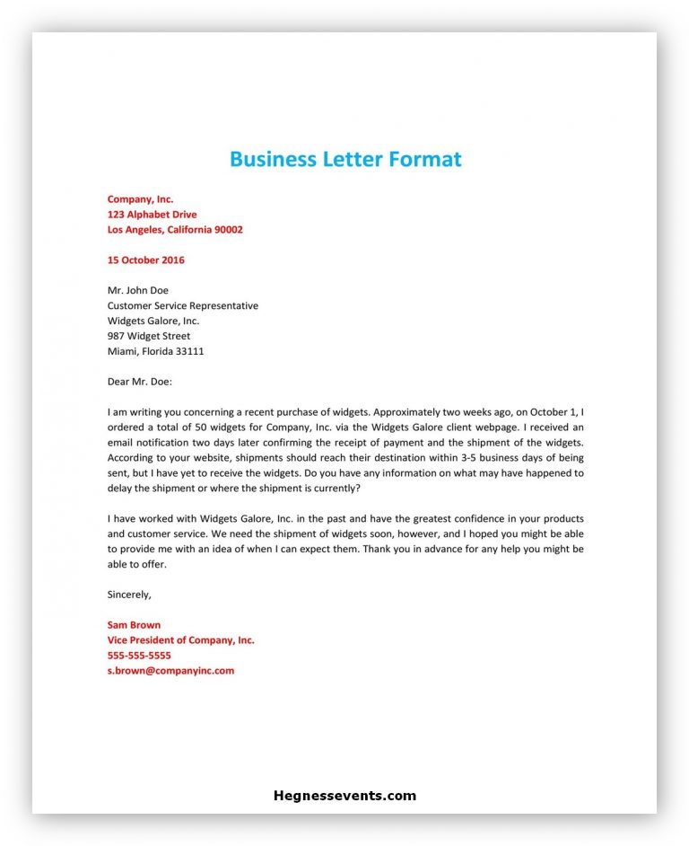 50 Powerful Business Letter Template Sample Format And Structure Hennessy Events 6398