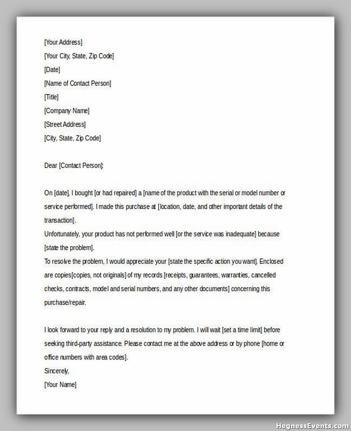 20+ Great Consumer Complaint Letter - hennessy events