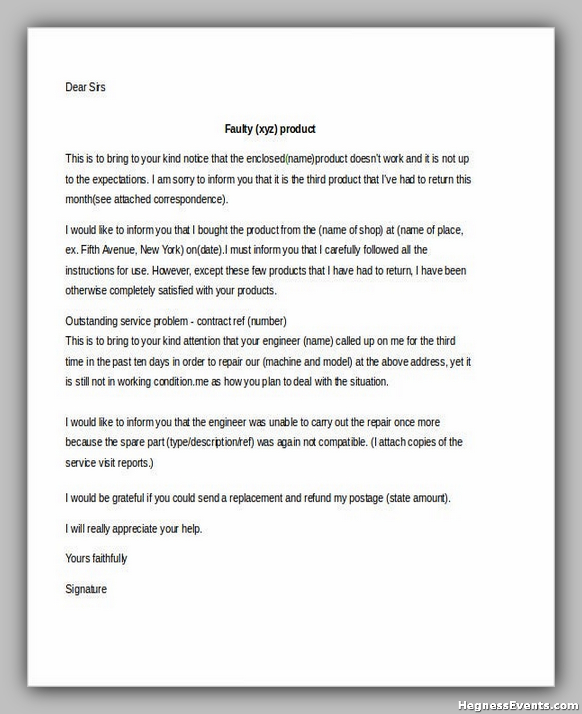 20+ Great Consumer Complaint Letter - hennessy events