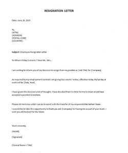 Employer Resignation Letter