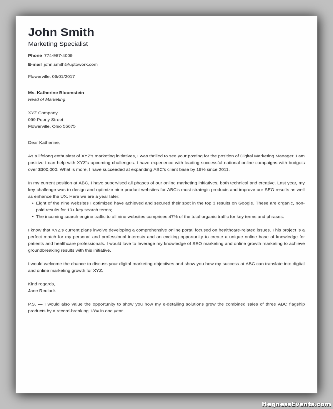 25 Powerful Cover Letter Templates Examples - hennessy events