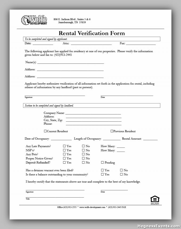 30 Useful Rental Verification Forms (Template & Sample) - hennessy events