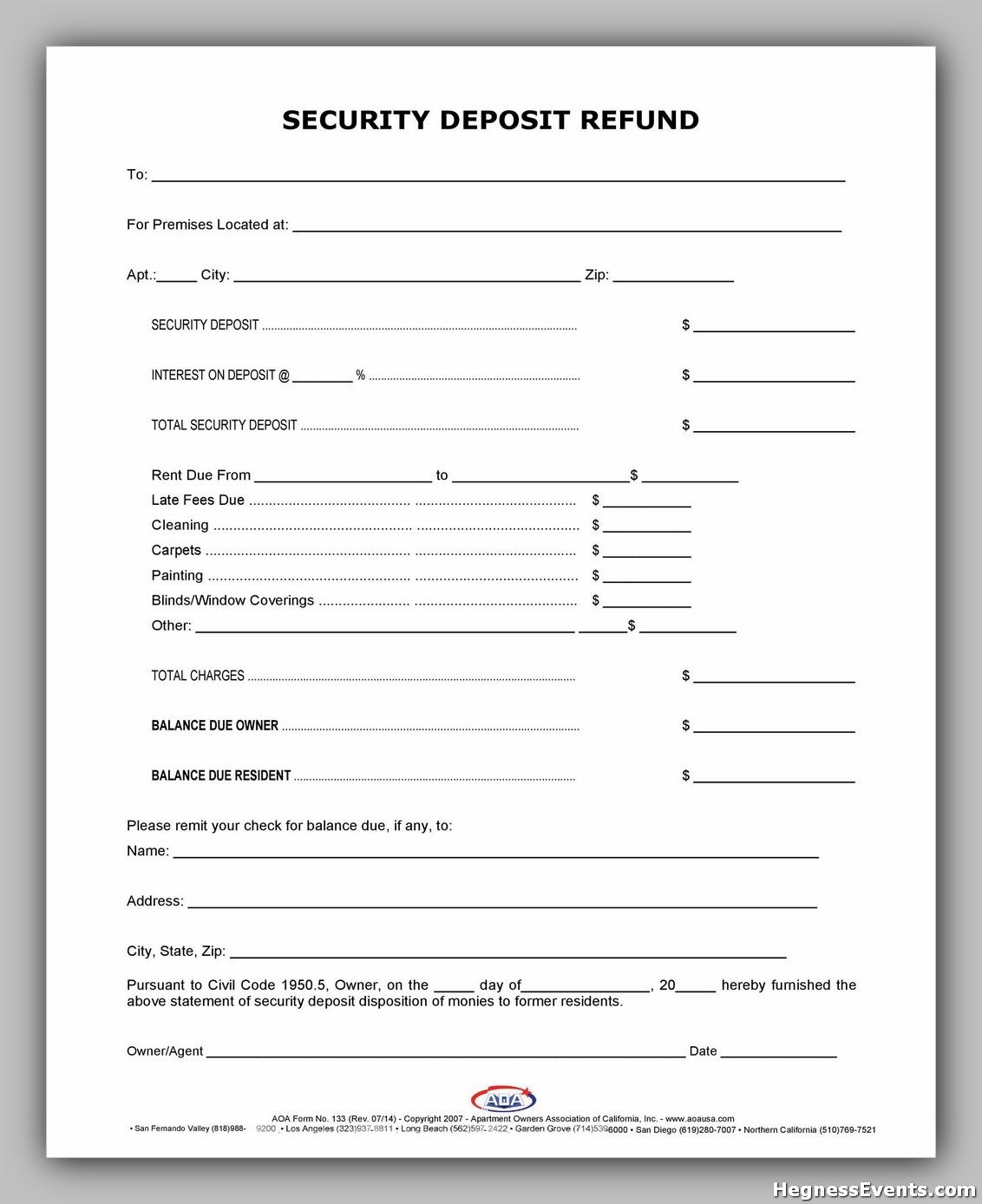 8 Simple Security Deposit Form For Your Legally Agreement Hennessy Events