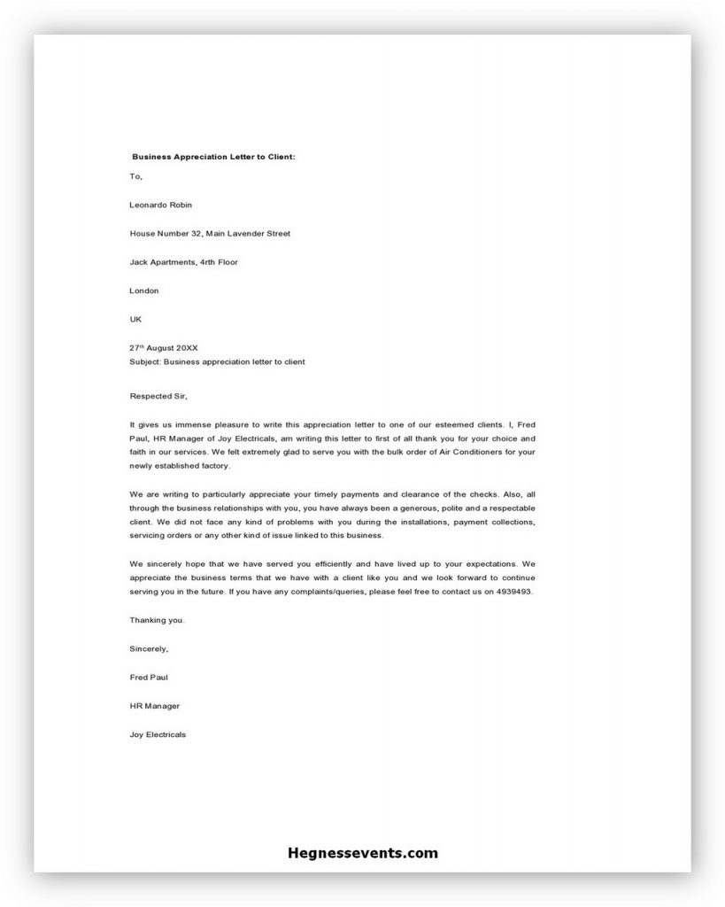 32+ Best Appreciation Letter Template and Writing Tips - hennessy events