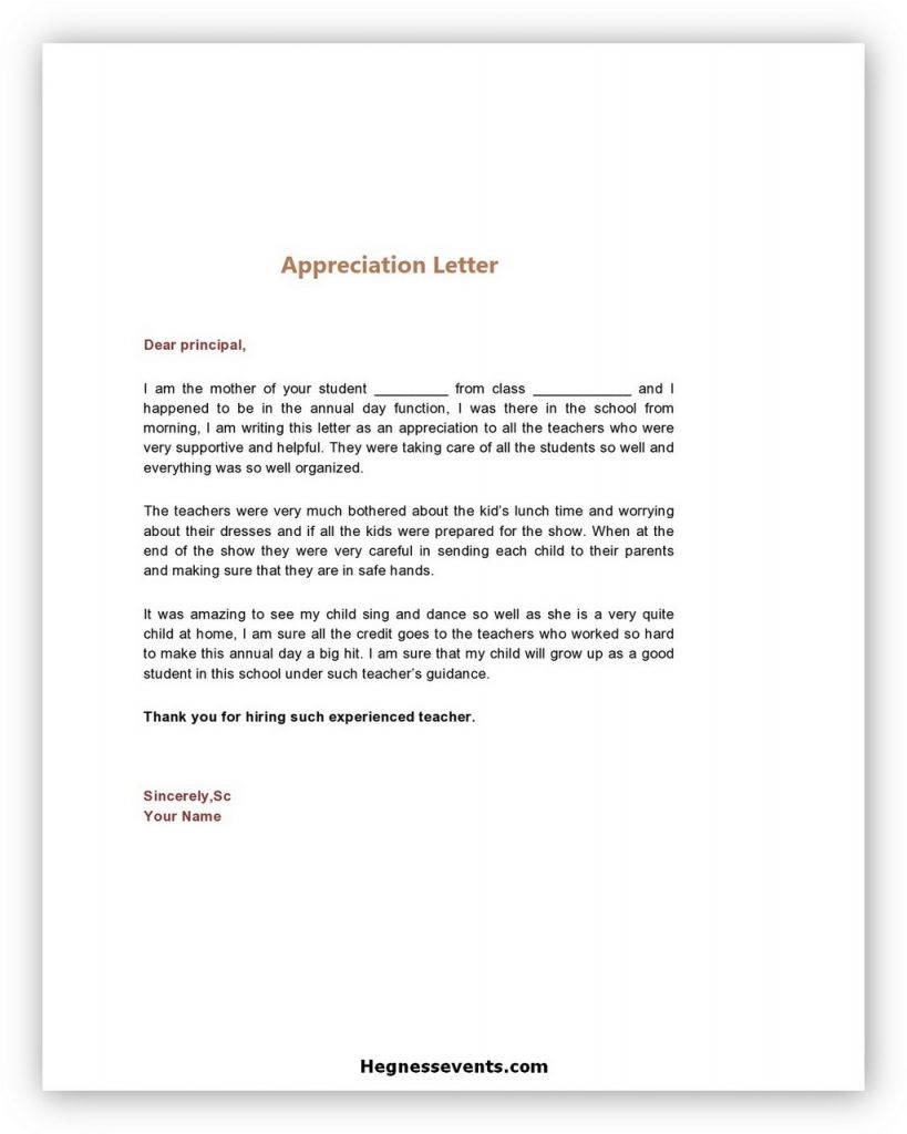 32 Best Appreciation Letter Template And Writing Tips Hennessy Events 