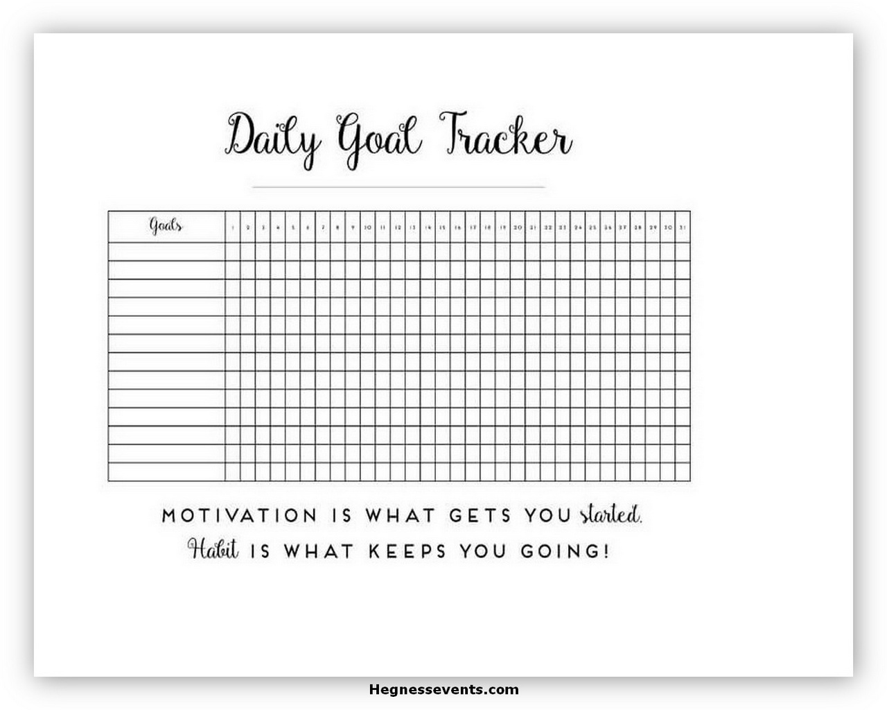 11 Free Goal Tracker Template hennessy events