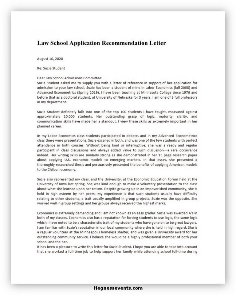 10 Best Law School Recommendation Letter Sample And How To Get It Hennessy Events 0620