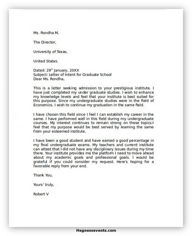 50 Best Sample Letter of Intent Template that You Must Have - hennessy ...