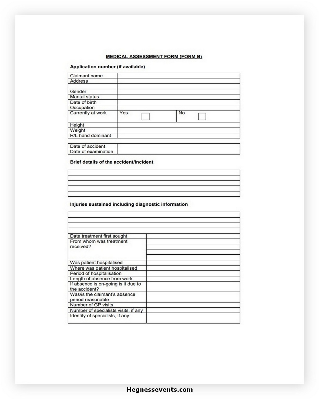 12 Free Medical Assessment Form Template And The Benefit Hennessy Events   Medical Assessment Form 