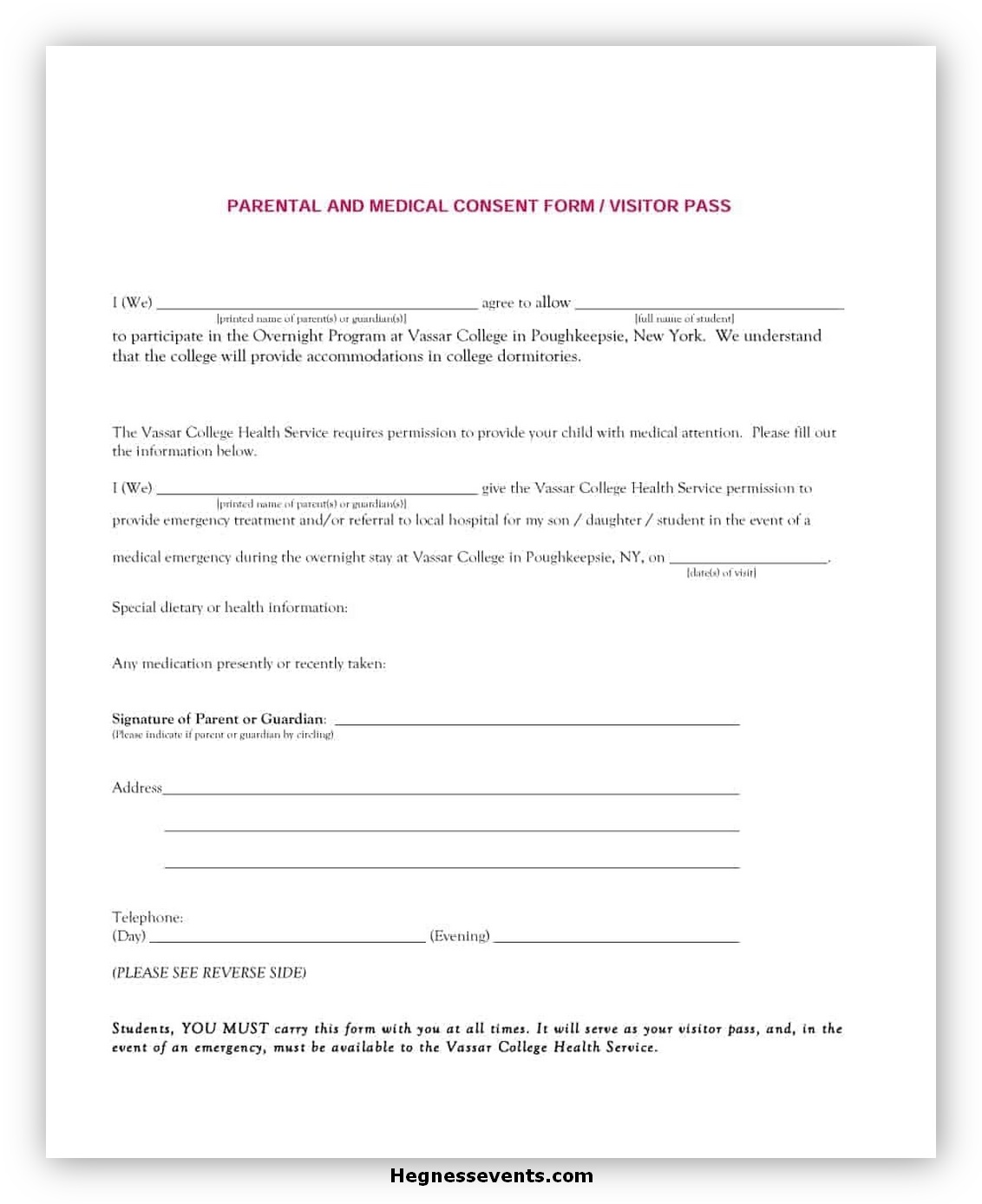 Medical Consent Form For Grandparents