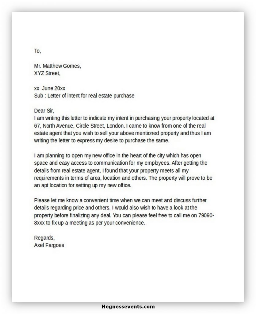 50 Best Sample Letter Of Intent Template That You Must Have - Hennessy 