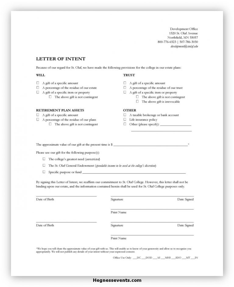 50 Best Sample Letter of Intent Template And How to Write It - hennessy ...