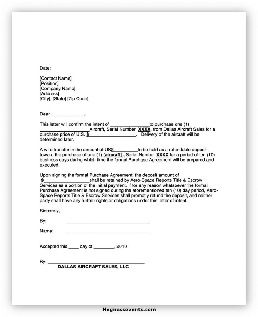 50 Best Sample Letter of Intent Template And How to Write It - hennessy ...