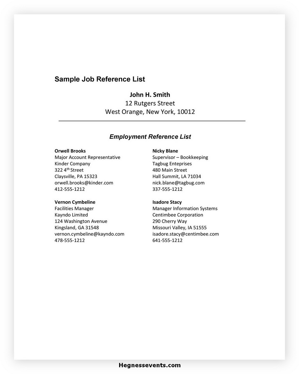 20 Amazing Reference List Template (list Of References) - Hennessy Events