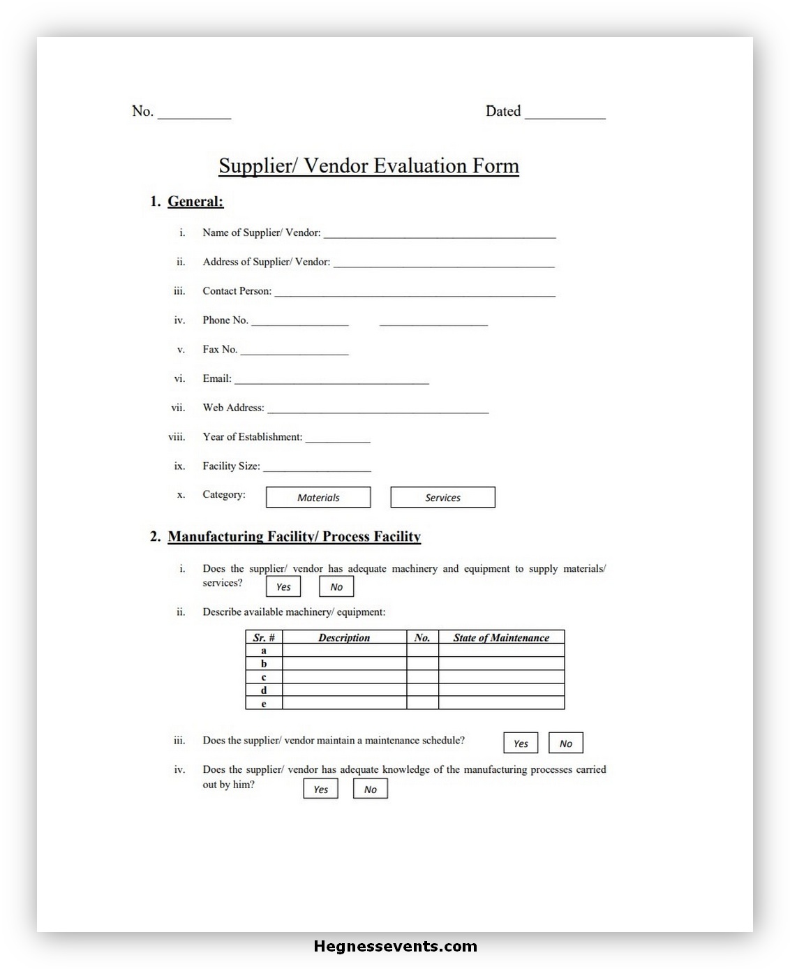 10 Best Supplier Evaluation Form Template, Excel And PDF - hennessy events