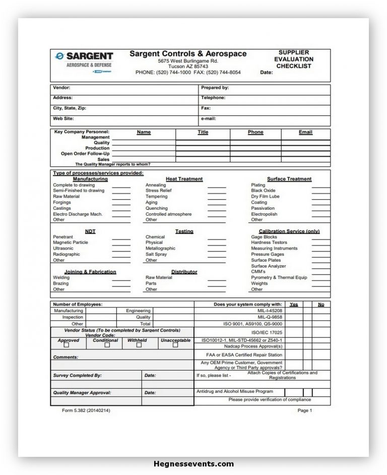 10 Best Supplier Evaluation Form Template Excel And PDF hennessy events